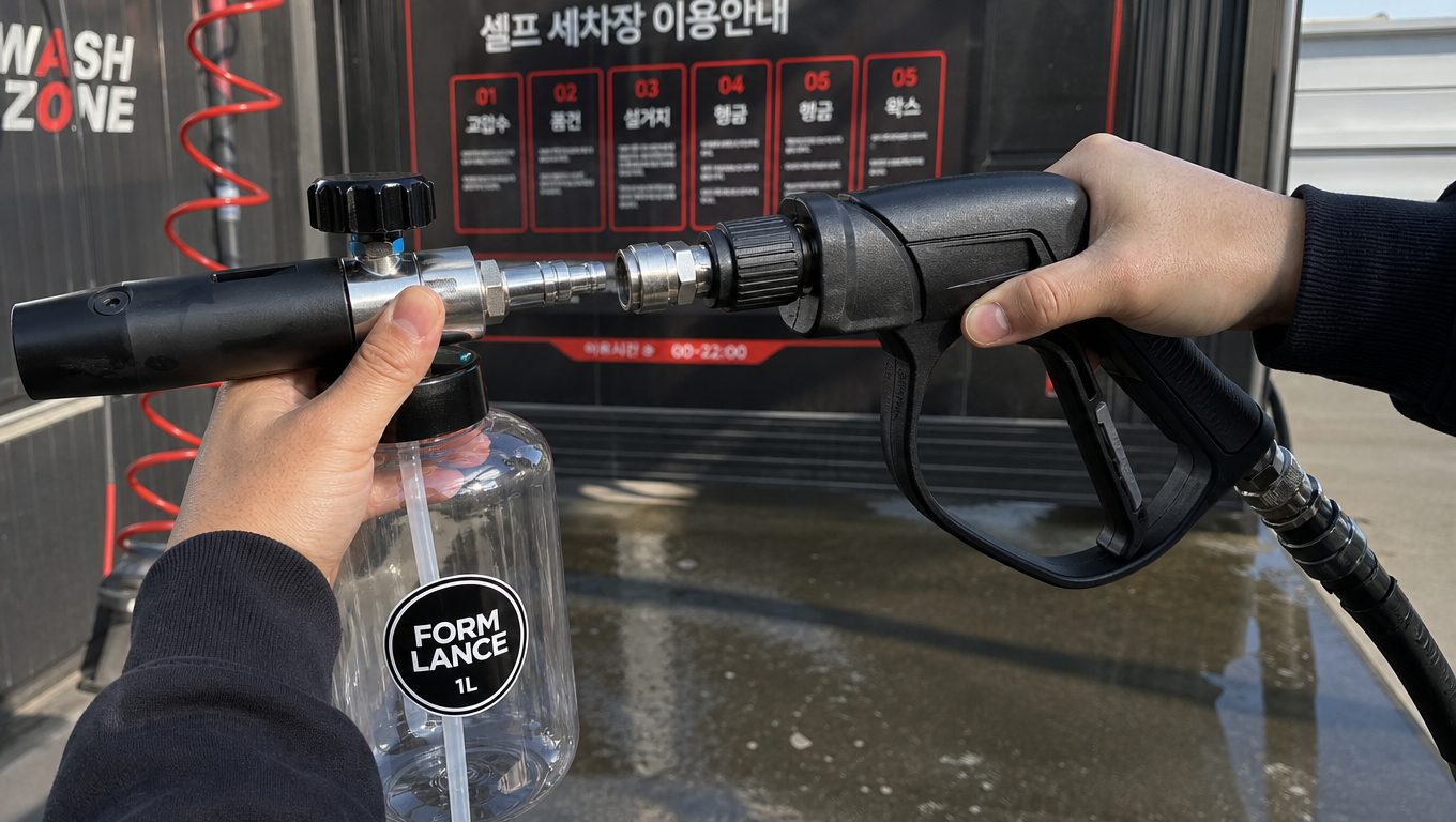 폼랜스 셀프세차 사용법: 연결 방법, 오리피스 선택, 폼캐논과의 차이